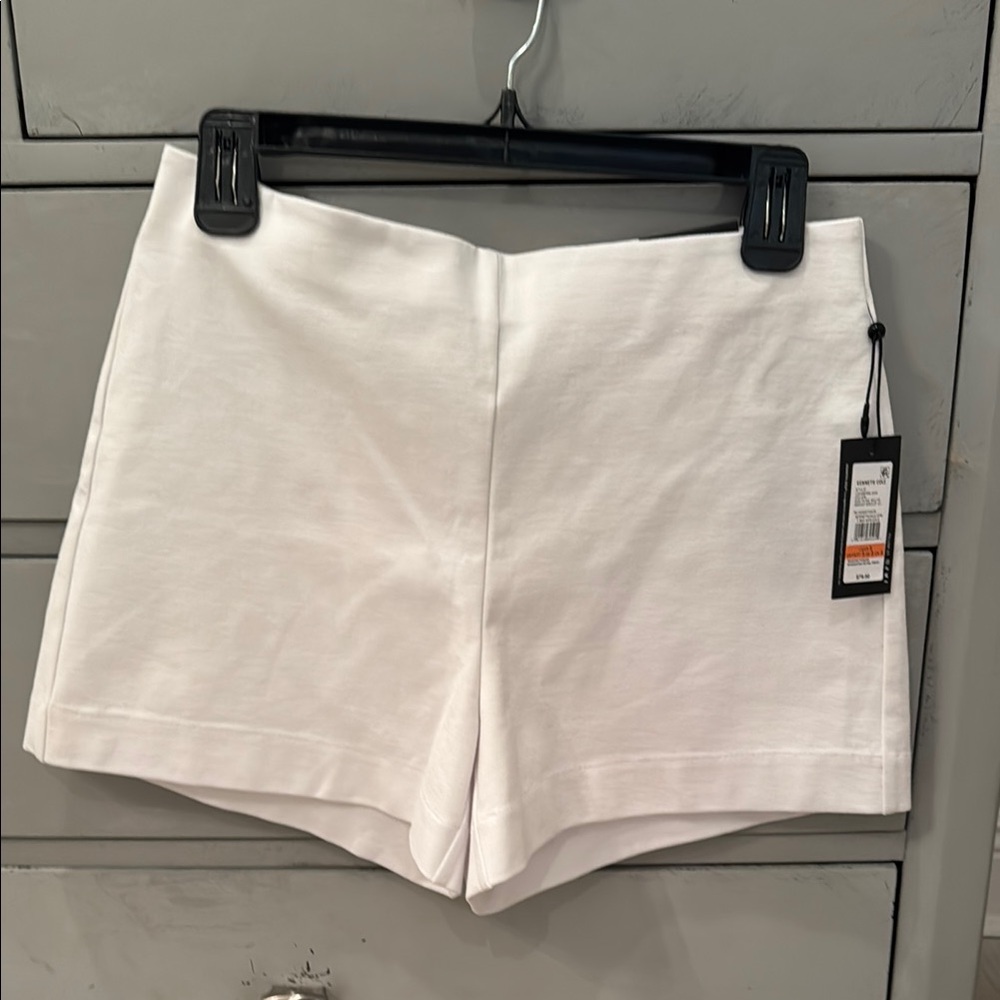 Kenneth Cole White High-Waist Tailored Stretch Shorts